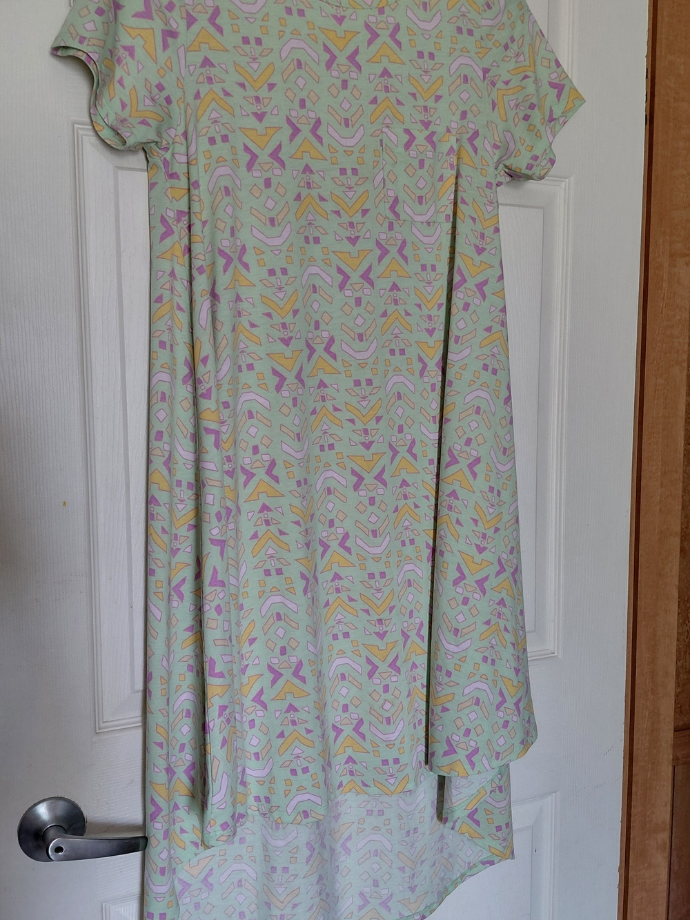 LuLaRoe Pastel Geometric High-Low Dress in Mint, Yellow & Lavender